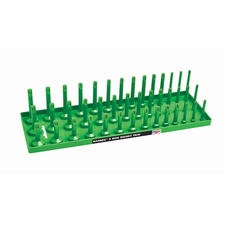Hansen Global 1/2" SAE 3-Row Socket Tray, Green 12033